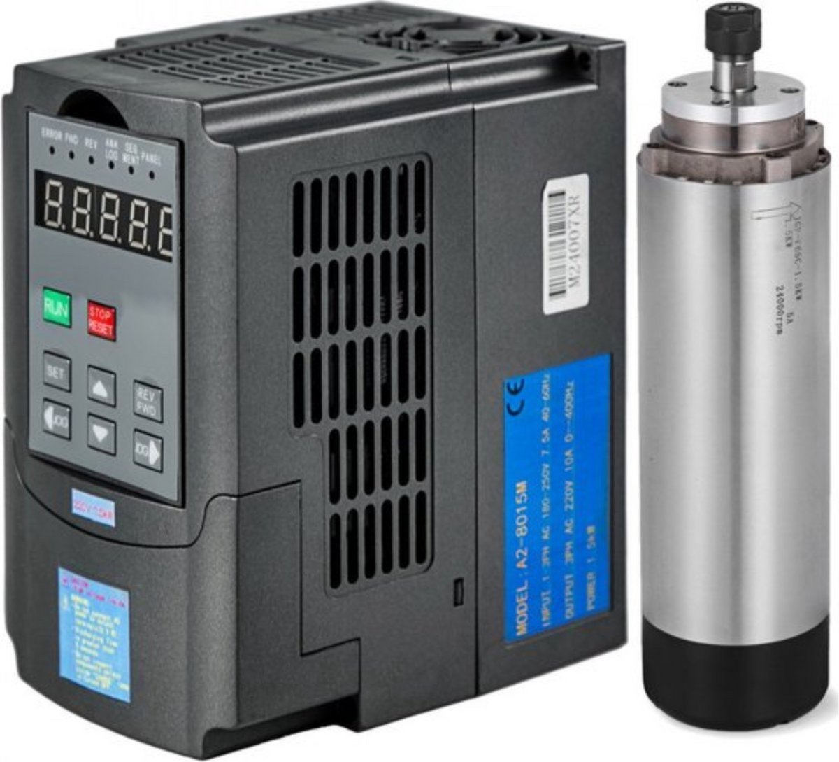 Frequentieomvormer - Zonnepanelen - Accu - Frequentieregelaar - Toerentalregelaar - 1,5 kW - Voor Luchtgekoelde Spindelmotor - Instelbaar Toerental