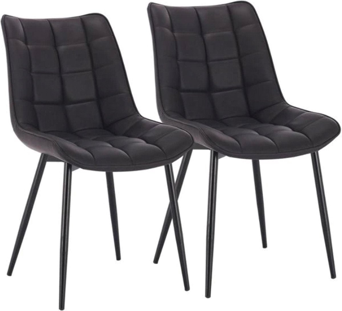 Happyment Luxe Eetkamerstoelen - Donkergrijs - Fauteuils met armleuning - Woonkamerstoelen - Keukenstoelen - Kuipstoel - PU leer - Set van 2