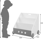 Happyment Speelgoedkast Niva - Voor kinderen - Wit - Opbergkast - Boekenkast kind - Kinderkamer - Boekenrek - Hout