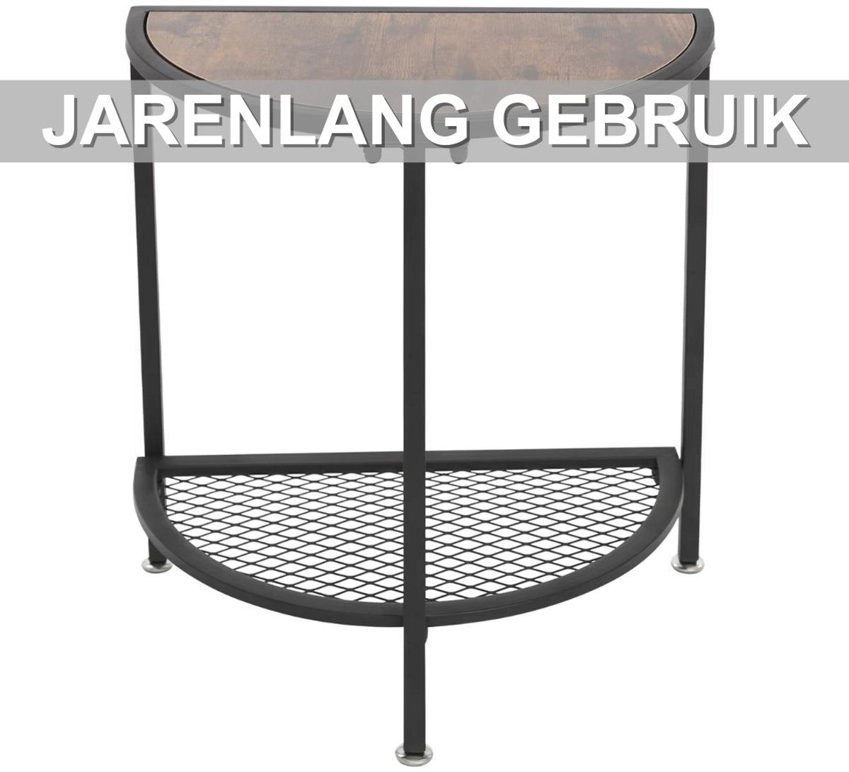 Bijzettafel Lucia - Half rond - Voor woonkamer en slaapkamer - 50KG - Hout en metaal