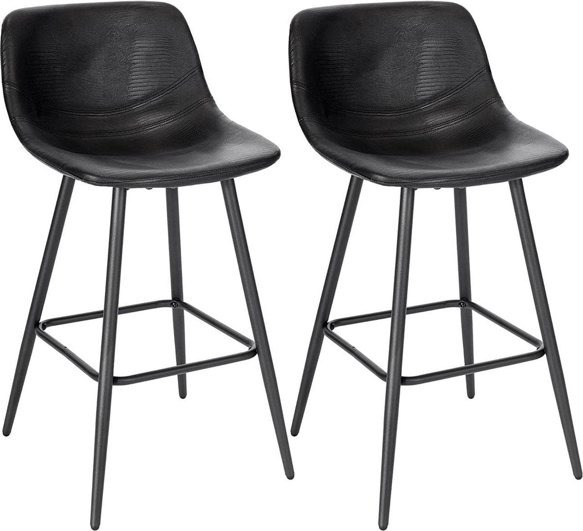Barkrukken - Zwart - Kunstleer - Ergonomisch - Zithoogte 63cm - Set van 2
