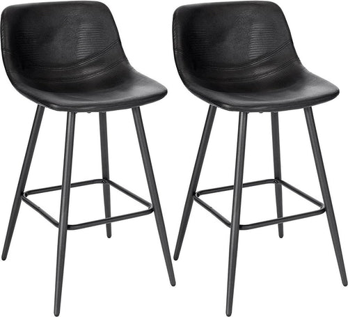 Barkrukken - Zwart - Kunstleer - Ergonomisch - Zithoogte 63cm - Set van 2