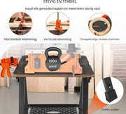 Inklapbare Werktafel - Professioneel - Houtbewerking - 7 Werkhoogtes - Klemsysteem - 454KG laadvermogen - Zwart