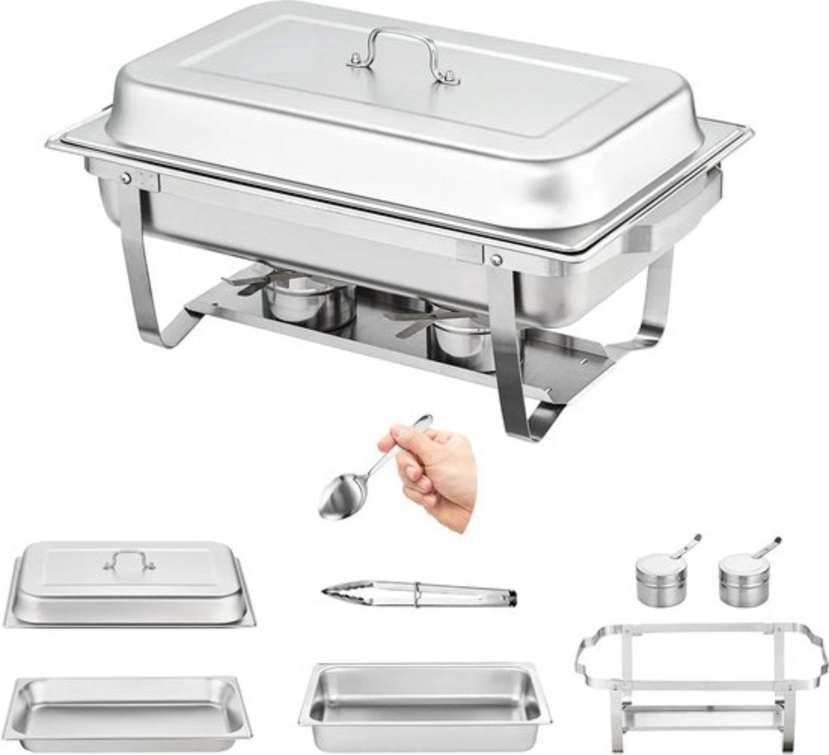 Happyment Buffetwarmer Deluxe - Cateringschaal - Serveerschaal - met Deksel - Warmhoudbakken - 2 stuks