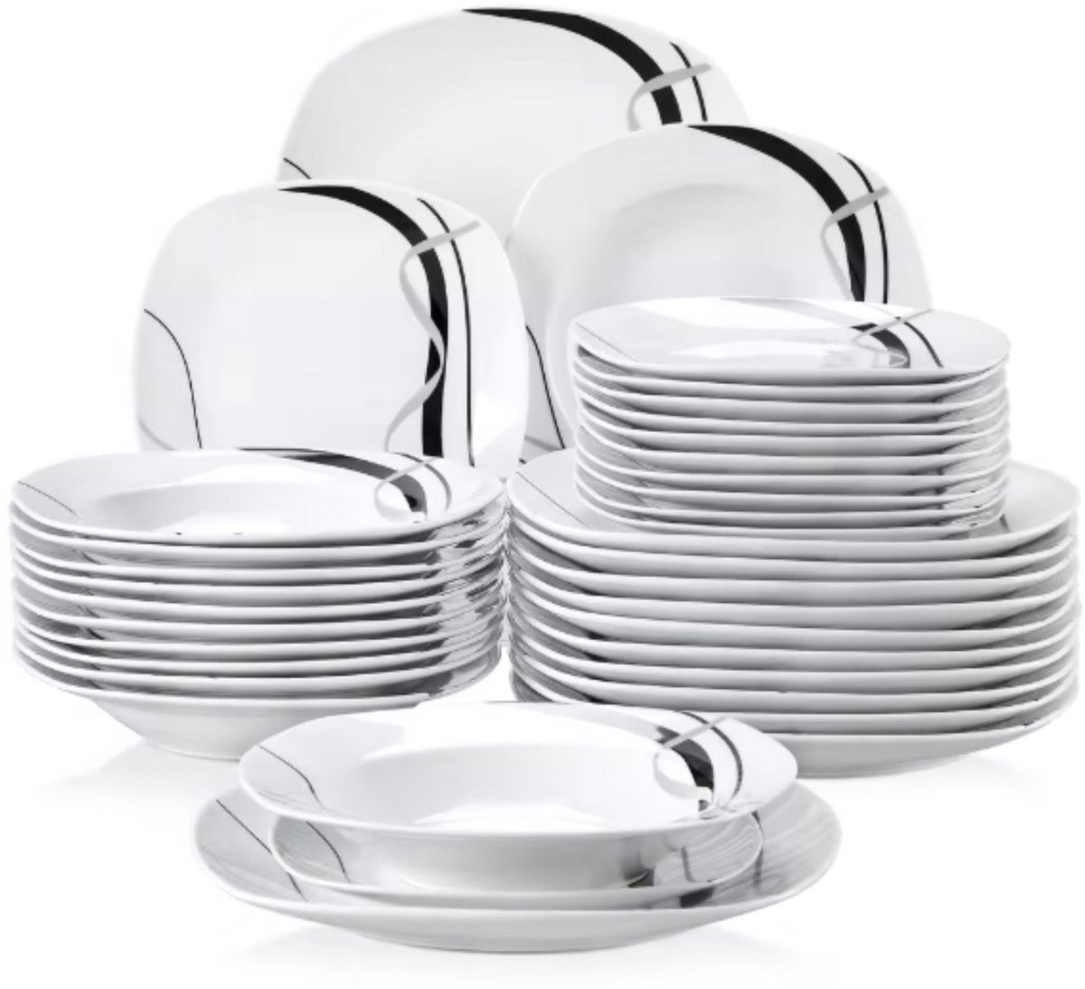 Tida Serviesset - 36 delig - 12 persoons - Wit - Dinerborden - Bordenset - Diepe borden - Ontbijtborden - Servies - Keukenservies
