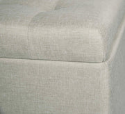 Happyment Poef Creme Deluxe - Met opbergruimte - Turquoise - Voetenbank - Opbergbox hocker - Zitkist met deskel - Stof - 45x45x41cm