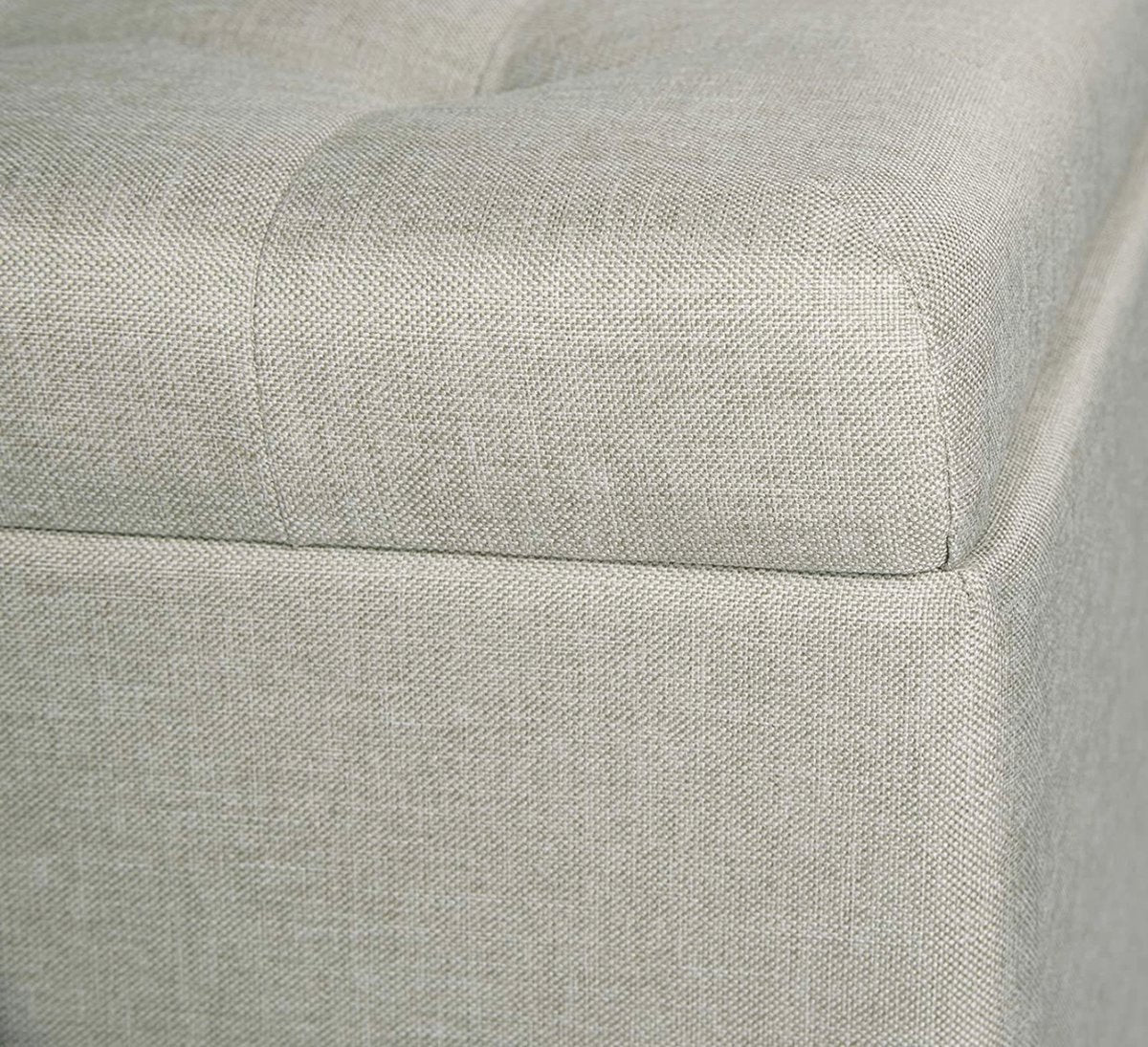 Happyment Poef Creme Deluxe - Met opbergruimte - Turquoise - Voetenbank - Opbergbox hocker - Zitkist met deskel - Stof - 45x45x41cm