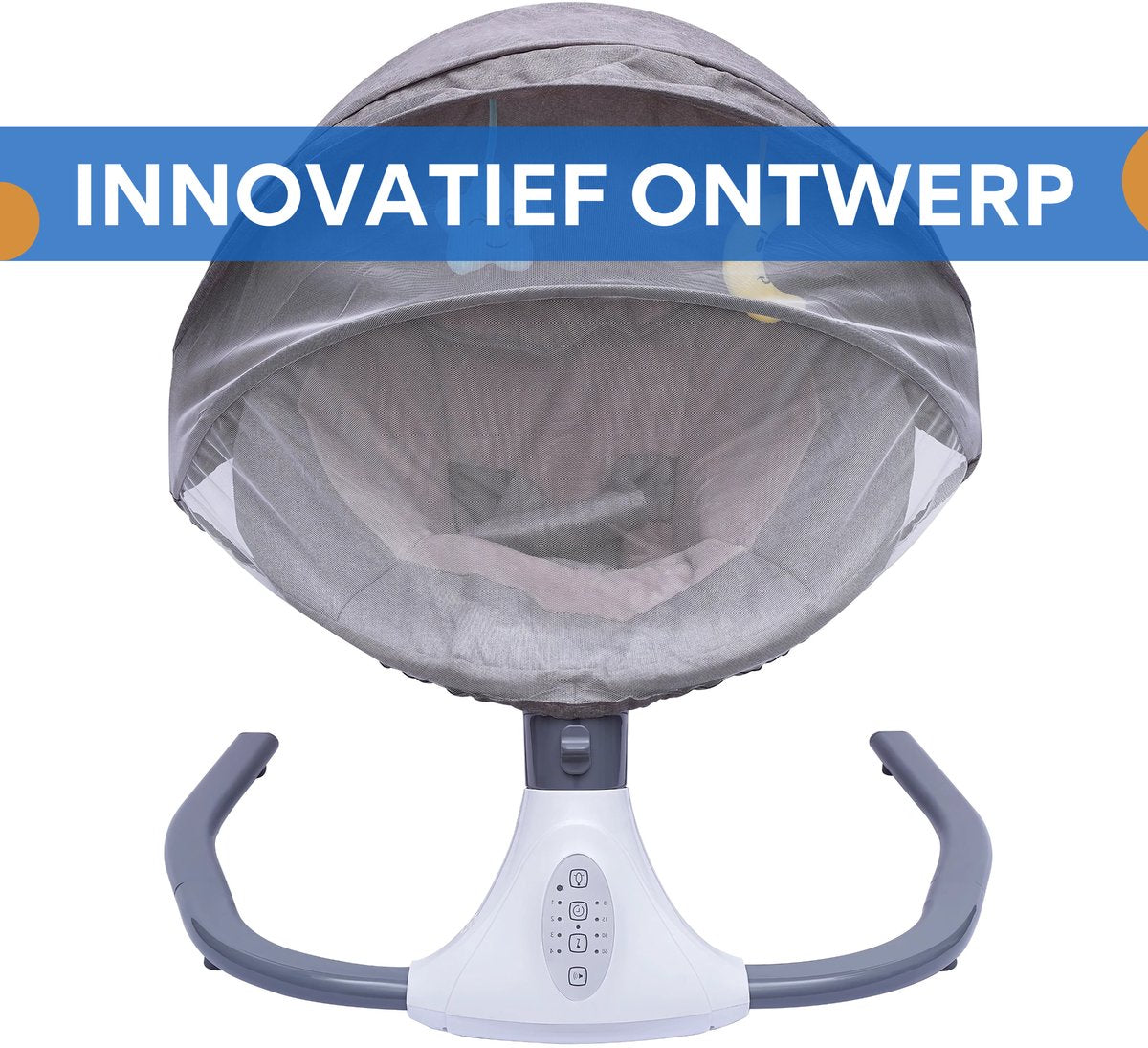 Elektrisch Babyschommelwieg - Wipstoel - Schommelstoel - Voor Pasgeborenen en Peuters - Draagbare Wieg met Bluetooth Muziek, Afstandsbediening en 4 Snelheidsinstellingen - Grijs