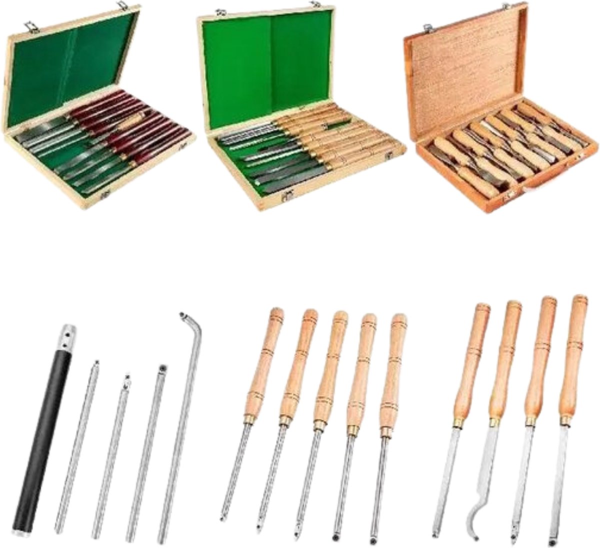Happyment Houtbeitel set - Gereedschap - Hoge Kwaliteit - Draaigereedschap - Professioneel - Hout - Bruin