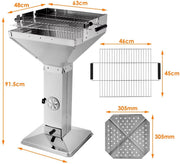 Grill Houtskool BBQ Fioren - Voor Tuin, Camping & Outdoor - Draagbare Trechterbarbecue met Plank - Roestvrijstaal - 48x63x90 cm