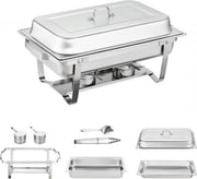 Buffetwarmer Rechthoekig - Warmhoudplaat elektrisch - Voedselverwarmer - Chafing dish - Warmhoudbakken - RVS Set -4x7,5L - 4-delige set