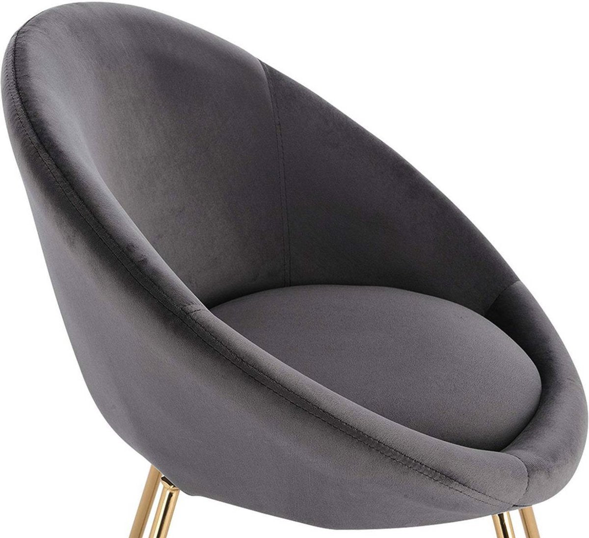 Happyment Bezoekersstoel Watford - Eetkamerstoel - Donkergrijs Velvet - Metalen poten - Set van 1 - Zithoogte 44 cm - Deluxe