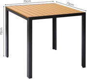 Tuintafel Vaylen - Aluminium - Voor binnen en buiten - Vierkante vijzettafel tuin - Zwart - Bistrotafel - Eettafel - Hitte- en Weerbestendig - Houtlook