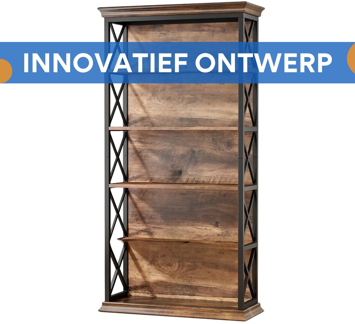 Boekenkast Vexa - Bruin - 6 Lagen - Boekenrek Opbergrek - Voor Woonkamer, Kantoor of Slaapkamer