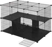 Happyment Dierenren Meri - XXL Ren Deluxe - Verstelbaar - Voor binnen - Puppyren - Kleine dieren - Kittens - Zwart - 38 panelen - 70 x 70 x 105 cm