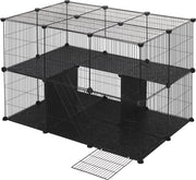 Dierenren - XXL Deluxe Verstelbaar - Voor Binnen - Puppyren voor Kleine Dieren en Kittens - Zwart - 38 Panelen - 70x70x105cm
