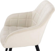 Happyment Stoel Servio - Eetkamerstoel - Creme Velvet - Zwarte Metalen poten - set van 1 - Zithoogte 47cm - deluxe
