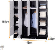 Bolt Edge Kledingkast - Opvouwbaar - Kledingrek - Organizer - Garderobekast - 165x148x35cm