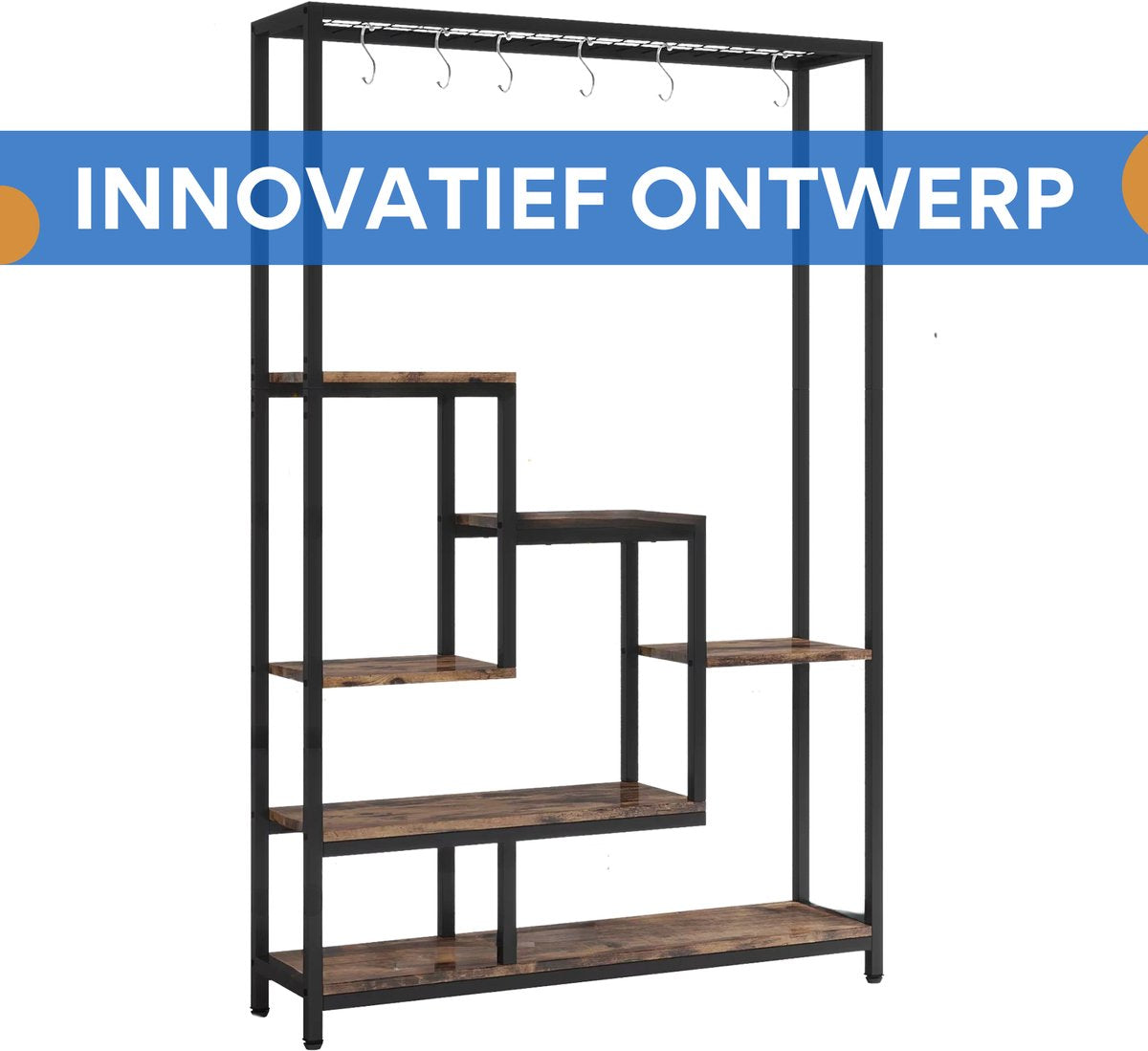 Plantenstandaard Lulu - 5 planken - Plantenrek voor binnen - 180cm - Plantentafel - Plantenladder - Zwart metaal
