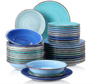 Belviano Serviesset - 36 delig - 8 persoons - Blauw - Dinerborden - Bordenset - Diepe borden - Ontbijtborden - Servies - Keukenservies