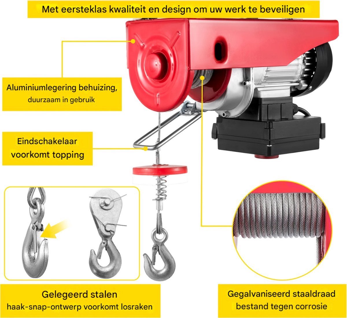 Elektrische hijskraan - 800KG - Draadloze afstandsbediening - Garage motor - Hefmotor - Lier