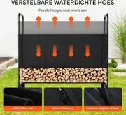 Happyment Houtopslag met waterdichte hoes - Tot 200KG - Brandhoutrek - Buiten - houtberging