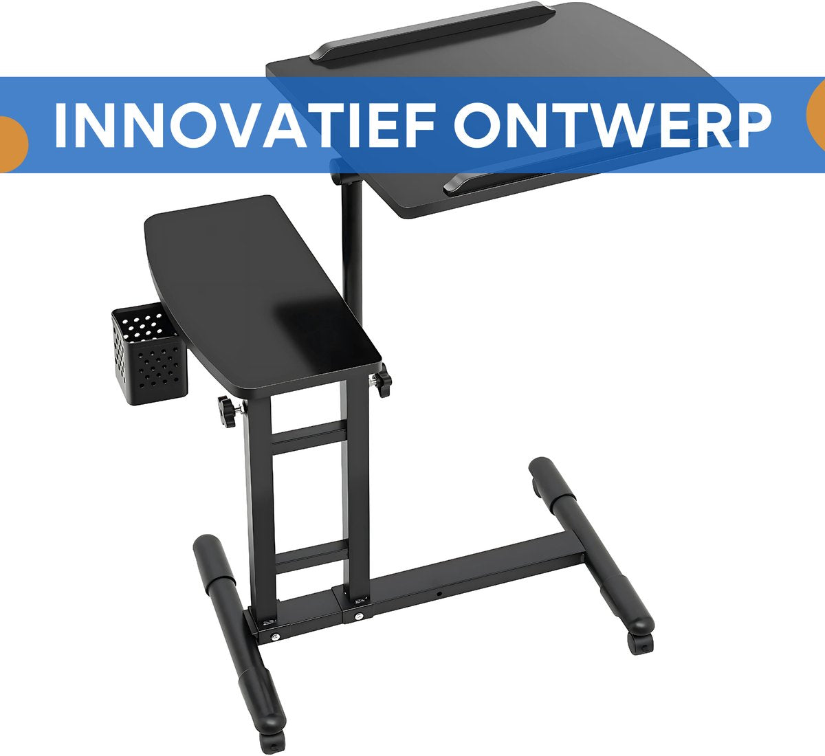 Draagbare Tattoo-Werkbank - Werktafel - Voor Studio en Schoonheidssalon - In Hoogte Verstelbaar met Verwijderbare Dubbele Tattoo-Armsteun - 64×40 cm - Zwart