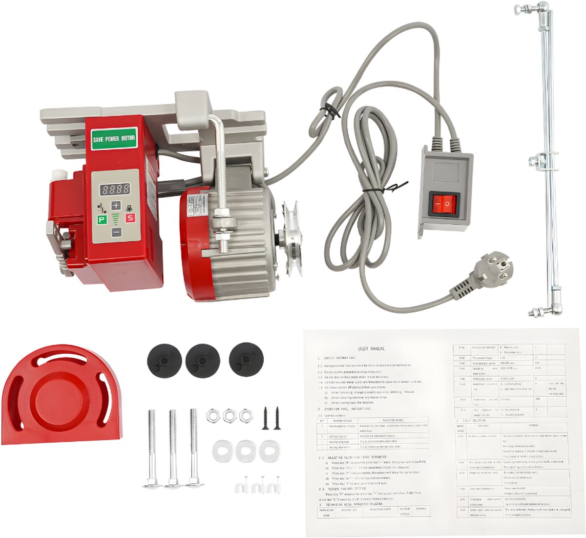 Naaimachinemotor - Voor elektrische naaimachines - Borstelloze, energiebesparende servomotor - Rood