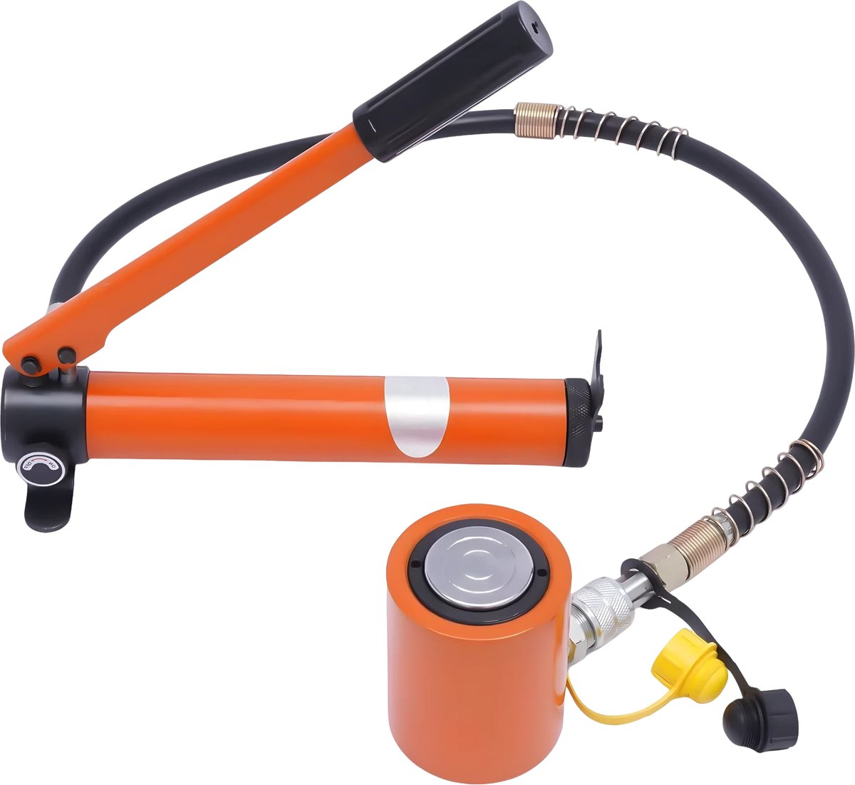 Hydraulische handpomp - Voor hijsen en persen - Mini enkelwerkende hefcilinder met handpomp - Oranje