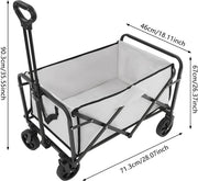 Bolderkar - Handkar Opvouwbaar - Boodschappenkar - Trolley - Voor Transport & Boodschappen - Verstelbare Handgreep, Zijvakken - Wit