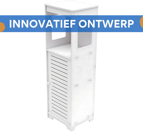 Badkameropbergkast - Badkamermeubel - Ladekast - Voor Badkamer, Slaapkamer & Studeerkamer - 4-Laags Kast - 28x25x90 cm