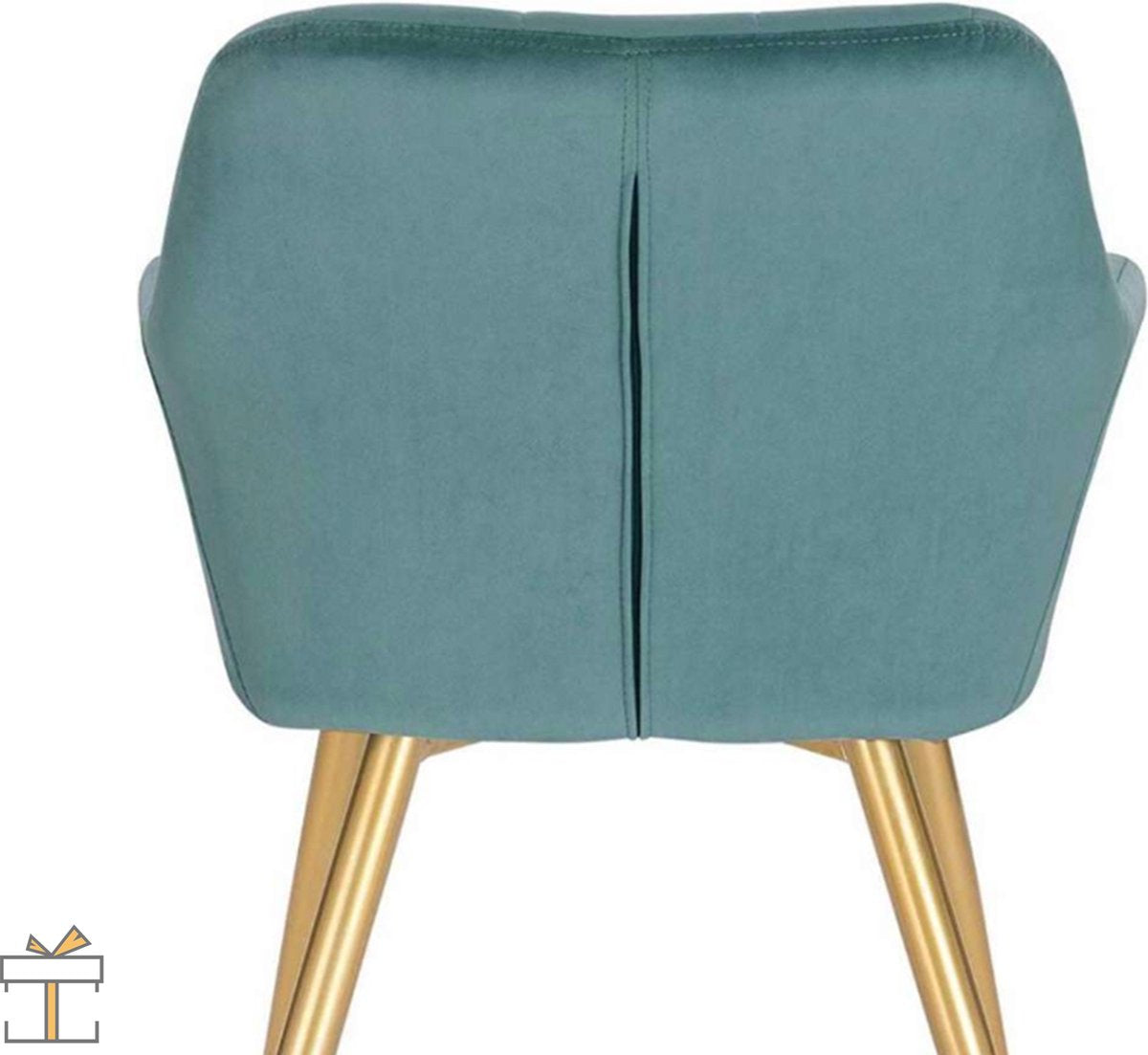 Happyment Luxe Eetkamerstoelen - Velvet Turqoise/goud - Fauteuils met armleuning - Woonkamerstoelen - Keukenstoelen - Kuipstoel - Set van 1