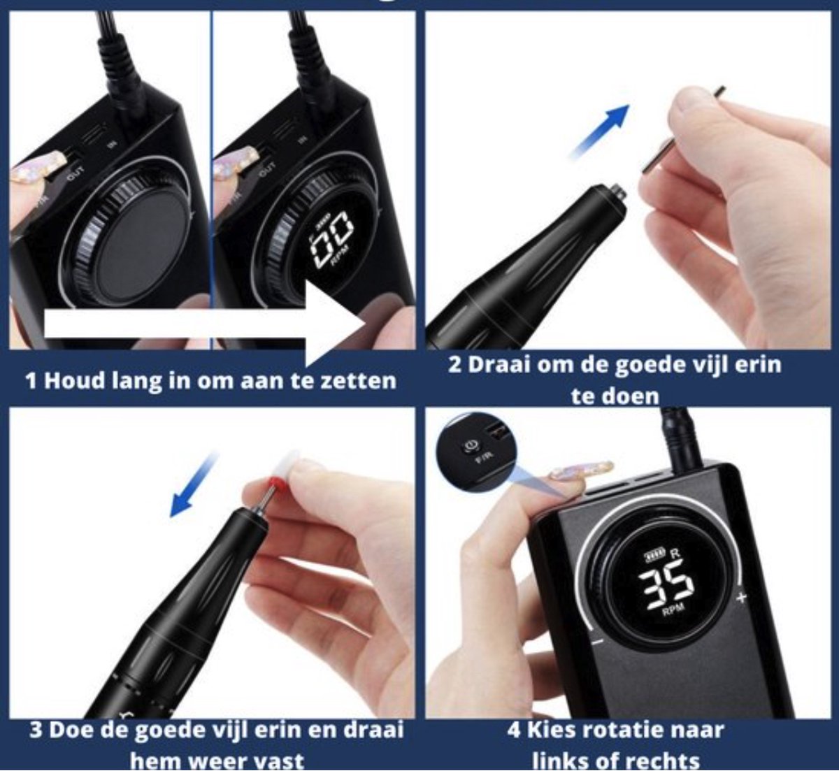Happyment Pedicureset Electrisch - Elektrische Nagelvijl - Pedicureset Professioneel - Nagelfrees - Nagelfrees Elektrische - Voeten - Handen