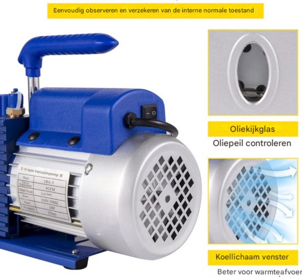 Vacuümpomp PRO - Koeling Reparatie - Koelmiddel Herstel Machine - 3/4HP - Airconditioning - Terugpompen