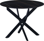Eetkamertafel Rond - Tuintafel zwart - 4 personen - Marmerlook - - Eettafel - 100x100x76cm - Ook voor buiten