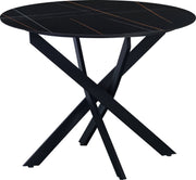 Bolt Edge Eetkamertafel Rond - Tuintafel - Marmerlook - Zwart - Voor 4 Personen - 100x100x76 cm