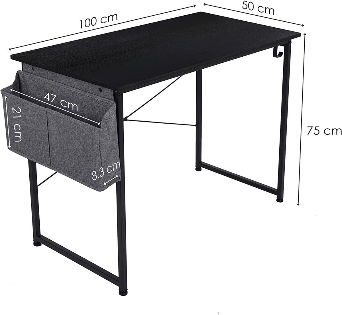 Bureau Nero - Met opbergvak - Voor Computer, PC en Laptop - Volwassenen - Thuiskantoor - 120cm