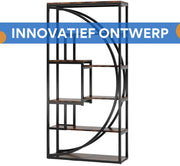Boekenkast industrieel - Voor woonkamer, slaapkamer of kantoor - Opbergkast - 170cm - Vakkenkast - Khaki
