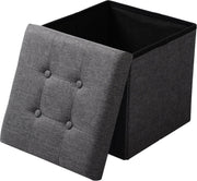 Poef Zazu - Donkergrijs - Met Opbergruimte - Zitkist - Hocker - 50x35x45cm