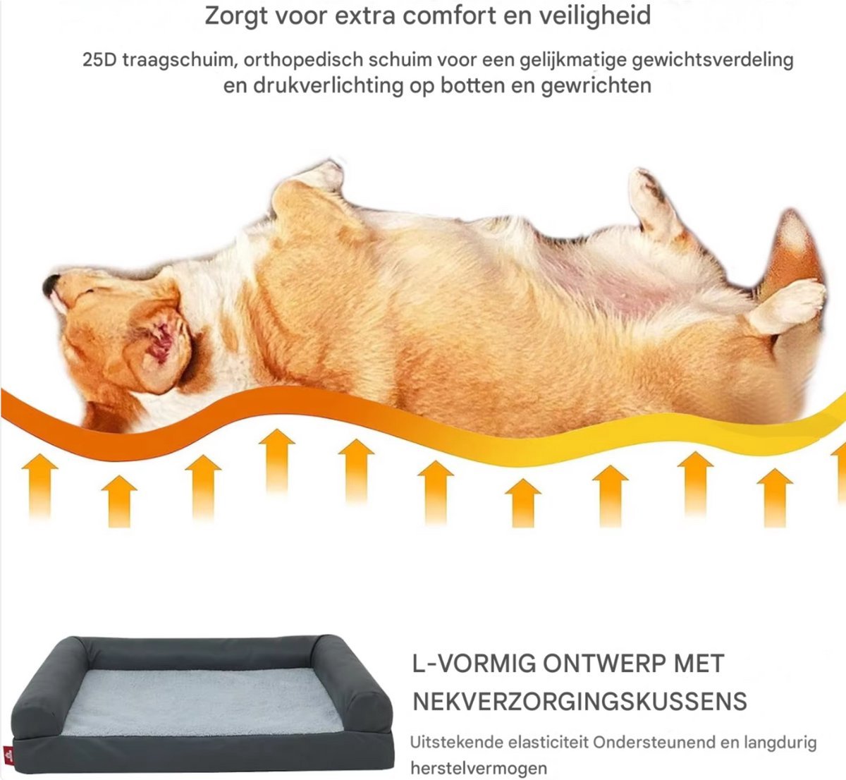 Hondenbench Valora - 76cm - Hondenbed - Hondensofa - Hondenzetel - Wasbaar - Ook voor katten - Lichtgrijs