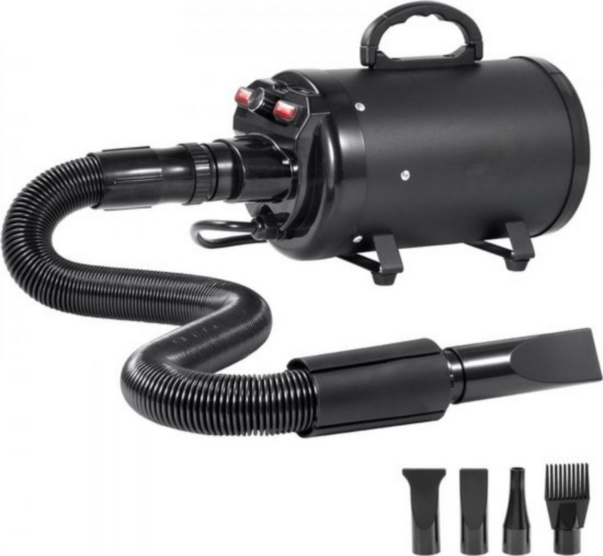 Luxe Hondendroger - 2000W Blower - Hondenfohn - 70 m/s Windsnelheid - Haardroger blazer - Waterblazer - 4 Mondstukken en Elastische Slang