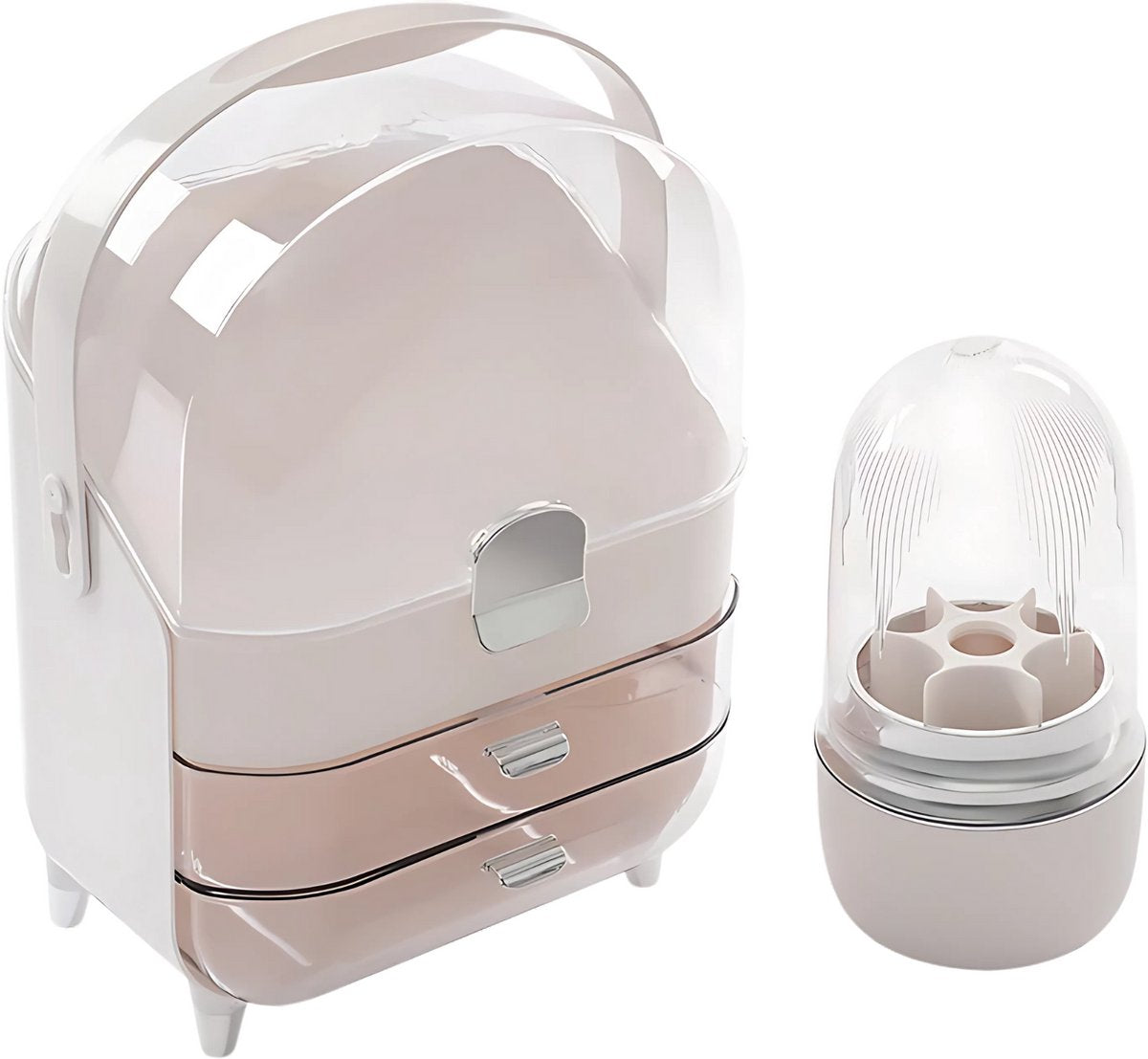 Make-up Organizer - Skincare organizer - Opbergdoos - Sieradendoos - met 2 Lades - Voor Cosmetica & Sieraden op Bureau - Wit