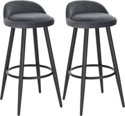 Velvet Barkrukken Tokio - Set van 2 - Grijs - Met rugleuning - Barstoelen ergonomisch - Keuken - Zithoogte 69cm