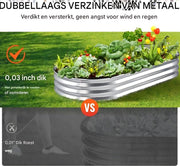 Verhoogde plantenbak - Voor buiten - RVS bloembak zilver - Rechtighoekig ovaal - 180cm - Moestuin - Inclusief Accessoires