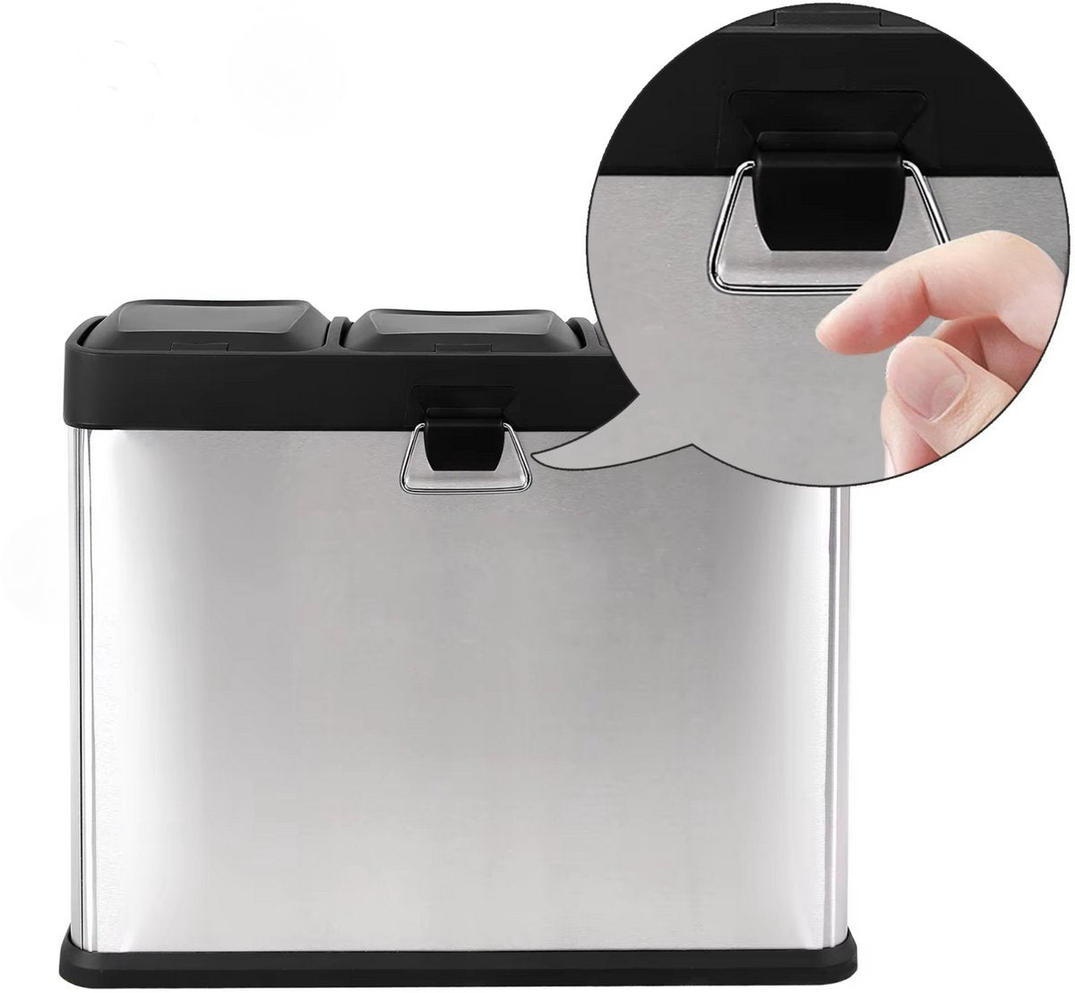 Pedaalemmer 3 vakken - 45L - Prullenbak - Afvalscheiding - RVS - Softclose - Anti-slip