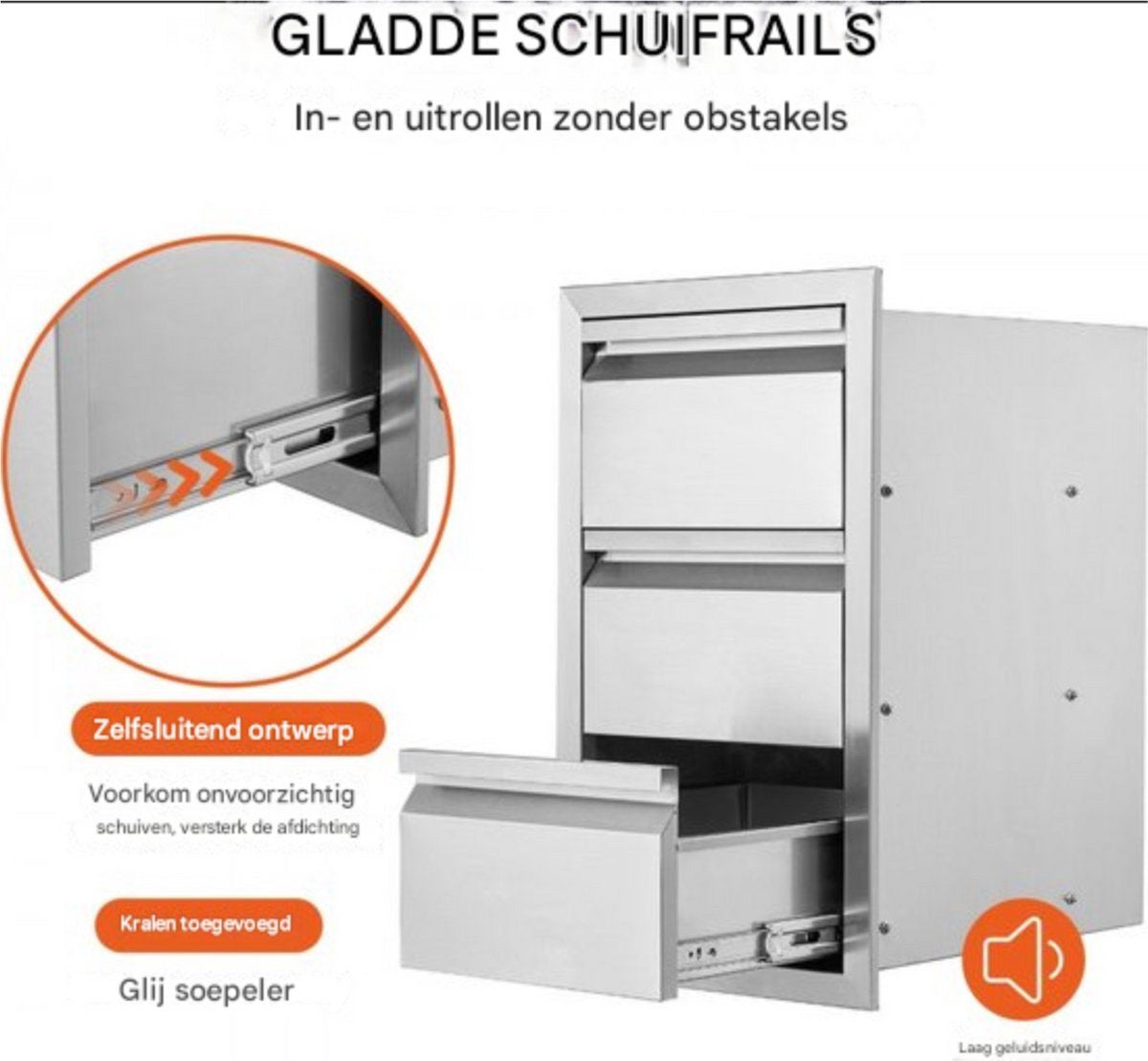 Ladekast Buitenkeuken Luxe - Barbecue - RVS - Voedingskwaliteit - 19,4 kg Opslaglade