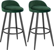 Velvet Barkrukken Glasgow - Set van 2 - Groen - Met rugleuning - Barstoelen ergonomisch - Keuken - Zithoogte 69cm