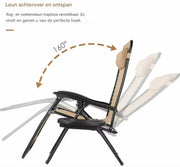 Opvouwbare stoel verstelbare stalen gaas - Zero Gravity lounge stoel - Fauteuils met kussens en bekerhouder - Beige - 2 Stuks
