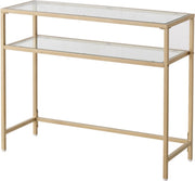Happyment Console tafel Deluxe - Transparant - Wandtafel - Bijzettafel - Haltafel - Sidetable - Goud - 2 lagen - 100cm