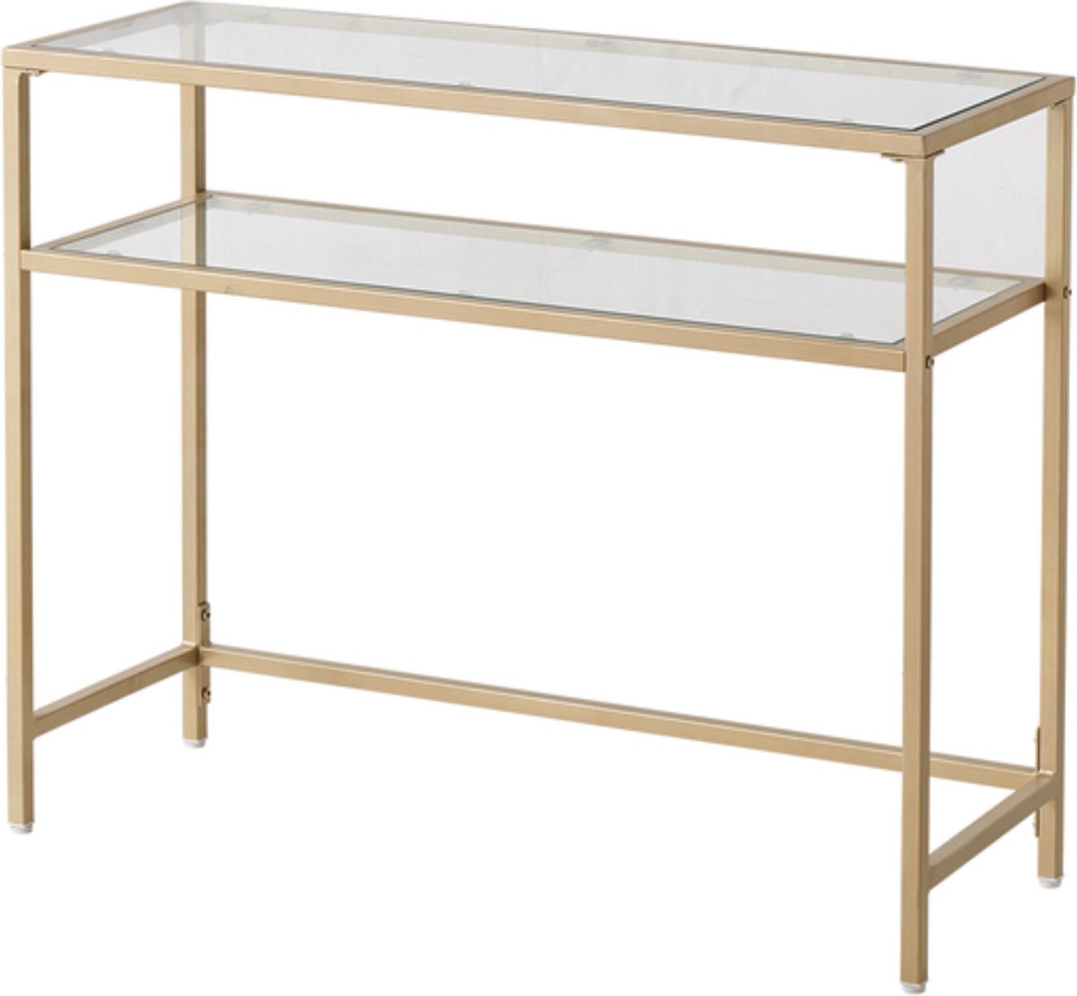 Happyment Console tafel Deluxe - Transparant - Wandtafel - Bijzettafel - Haltafel - Sidetable - Goud - 2 lagen - 100cm